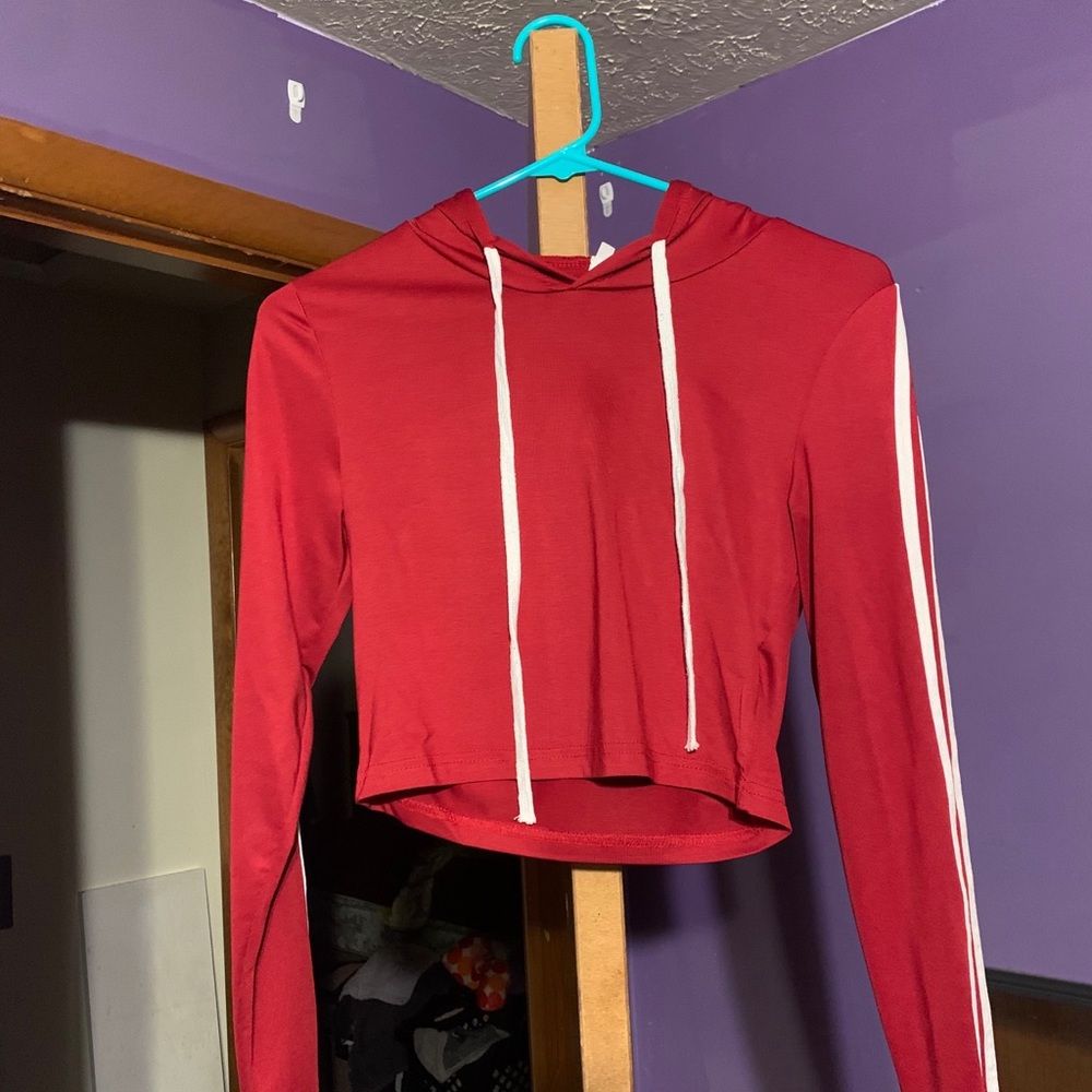 Red Cropped Hoodie